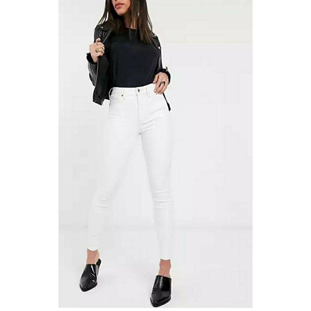 TOPSHOP Jamie Off White Recycled Cotton Blend Jeans Size 28 - Picture 2 of 12